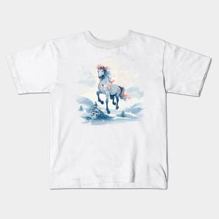 Horse in Winter Wonderland Kids T-Shirt